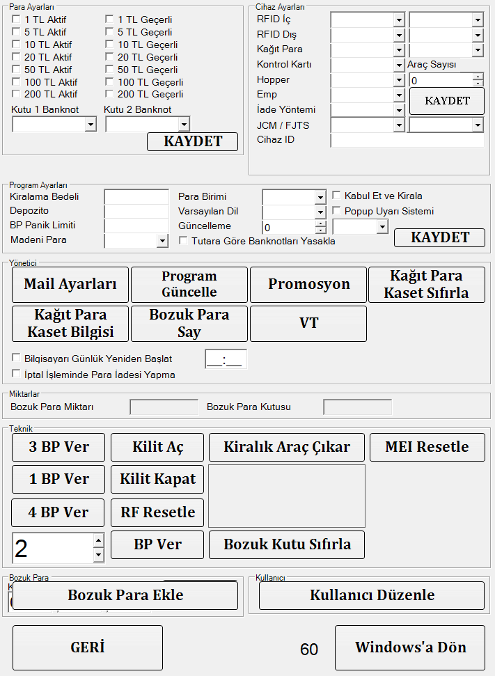 Ayar ekranı tasarımı örneği